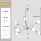 Lustre moderne Spoutnik à 10 lumières réglables pour cuisine, salle à manger, salon, chambre à coucher - N/A