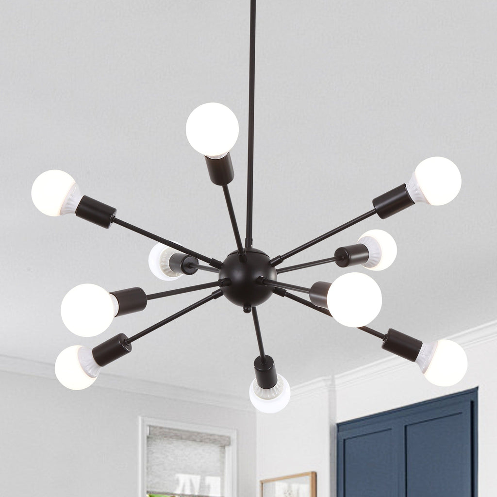 Lustre moderne Spoutnik à 10 lumières réglables pour cuisine, salle à manger, salon, chambre à coucher - N/A