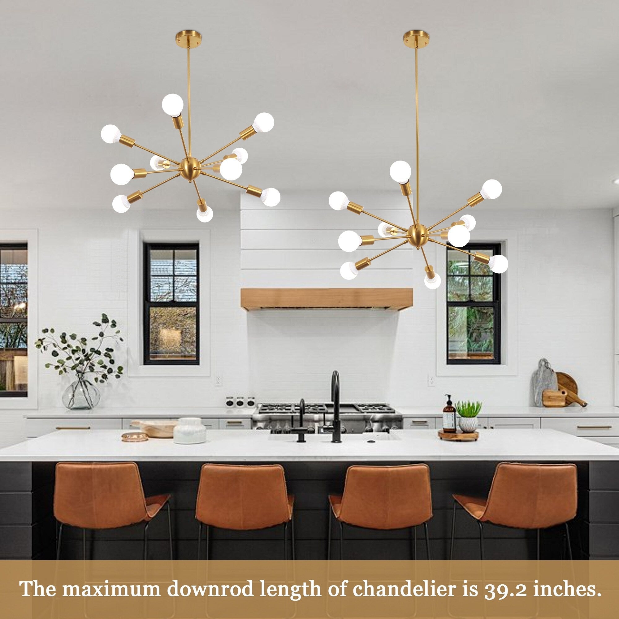 Lustre moderne Spoutnik à 10 lumières réglables pour cuisine, salle à manger, salon, chambre à coucher - N/A