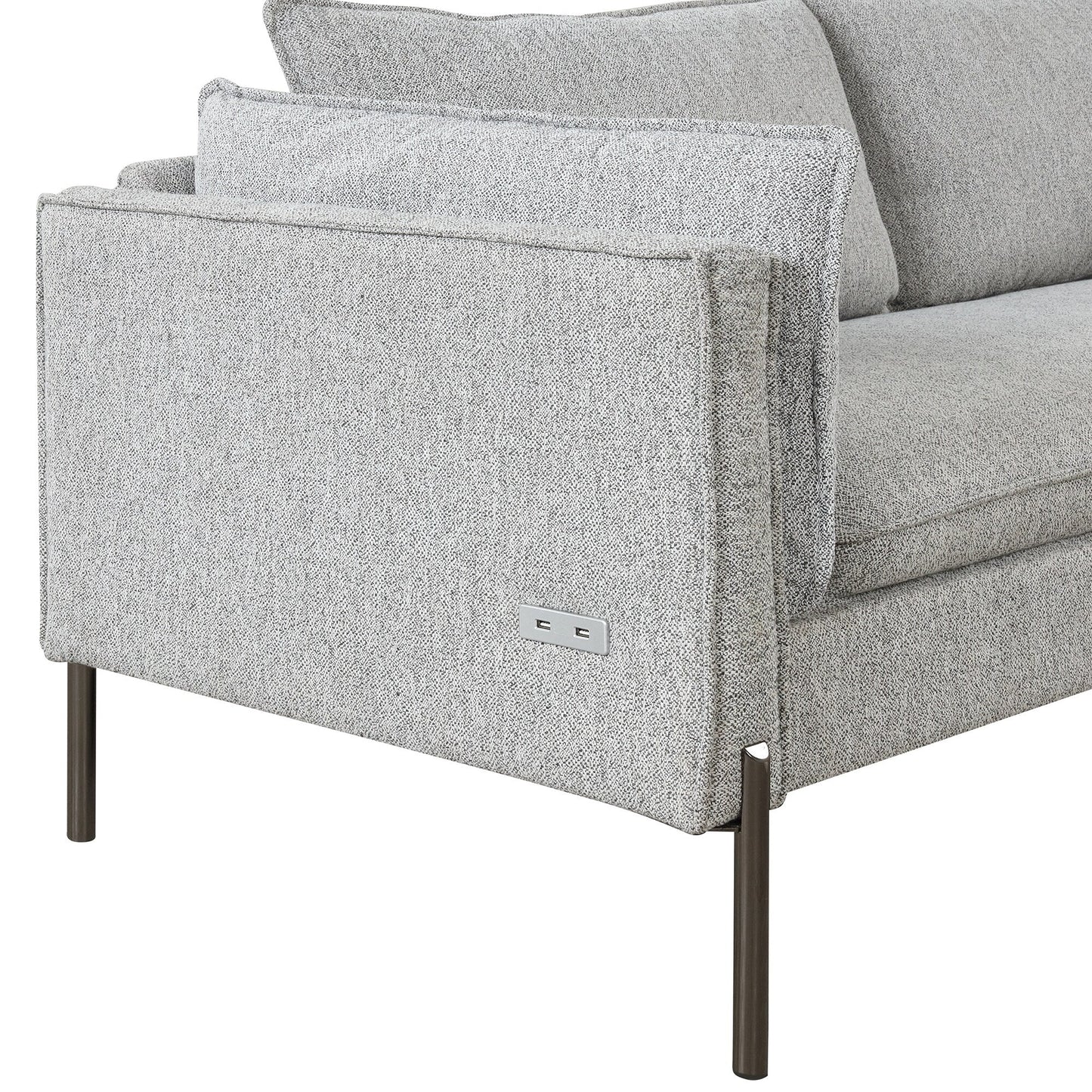 Canapé 3 places de style moderne en tissu de lin rembourré