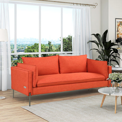 Canapé 3 places de style moderne en tissu de lin rembourré