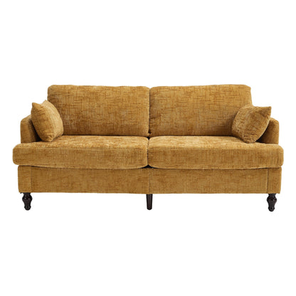 Canapé 2 places en chenille de style moderne avec pieds en bois, éclairage LED, port de chargement USB et sac de rangement, pour salon, chambre, bureau