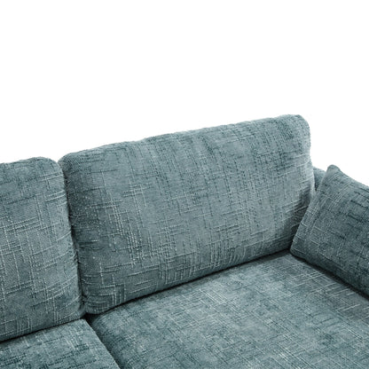 Canapé 2 places en chenille de style moderne avec pieds en bois, éclairage LED, port de chargement USB et sac de rangement, pour salon, chambre, bureau