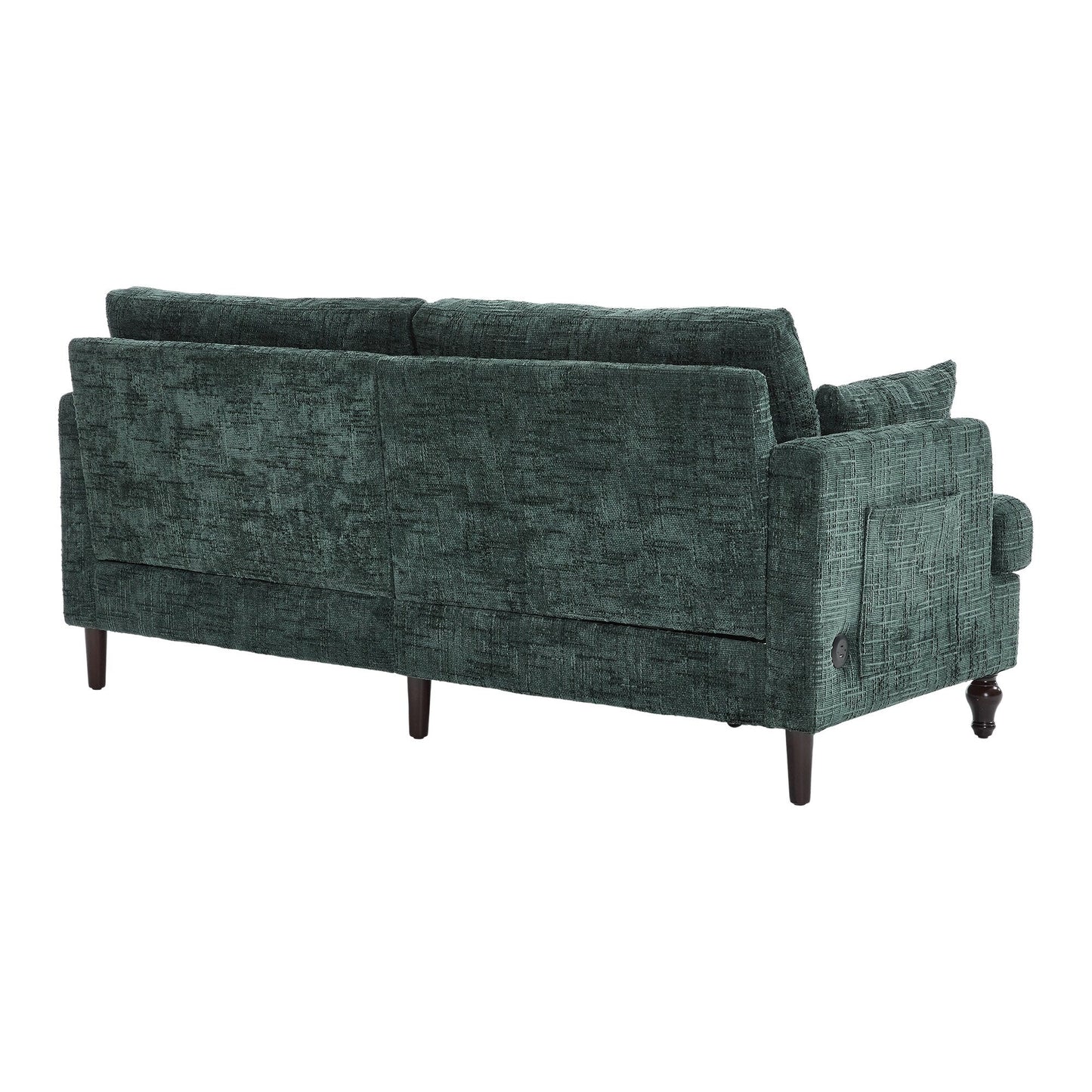 Canapé 2 places en chenille de style moderne avec pieds en bois, éclairage LED, port de chargement USB et sac de rangement, pour salon, chambre, bureau