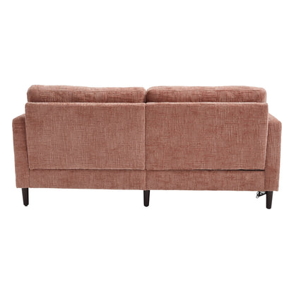 Canapé 2 places en chenille de style moderne avec pieds en bois, éclairage LED, port de chargement USB et sac de rangement, pour salon, chambre, bureau