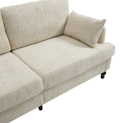 Canapé 2 places en chenille de style moderne avec pieds en bois, éclairage LED, port de chargement USB et sac de rangement, pour salon, chambre, bureau