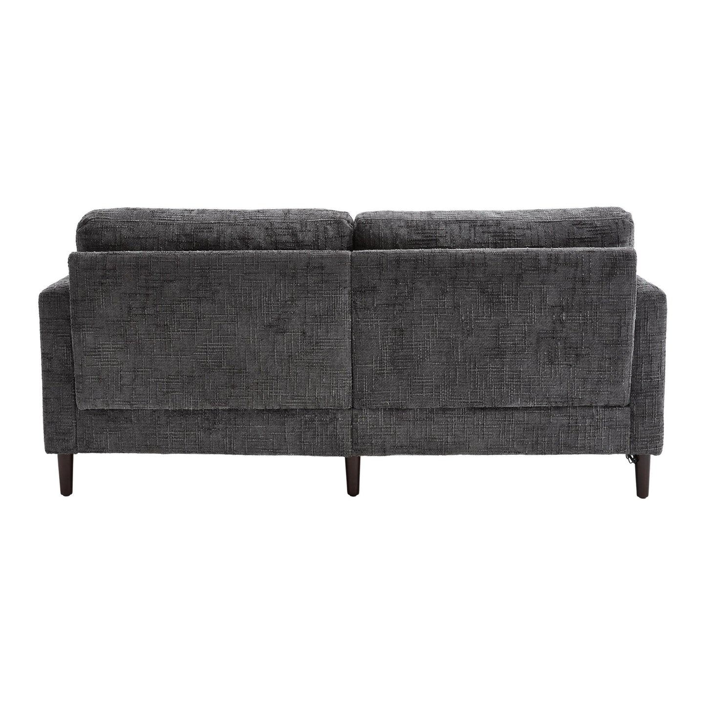 Canapé 2 places en chenille de style moderne avec pieds en bois, éclairage LED, port de chargement USB et sac de rangement, pour salon, chambre, bureau