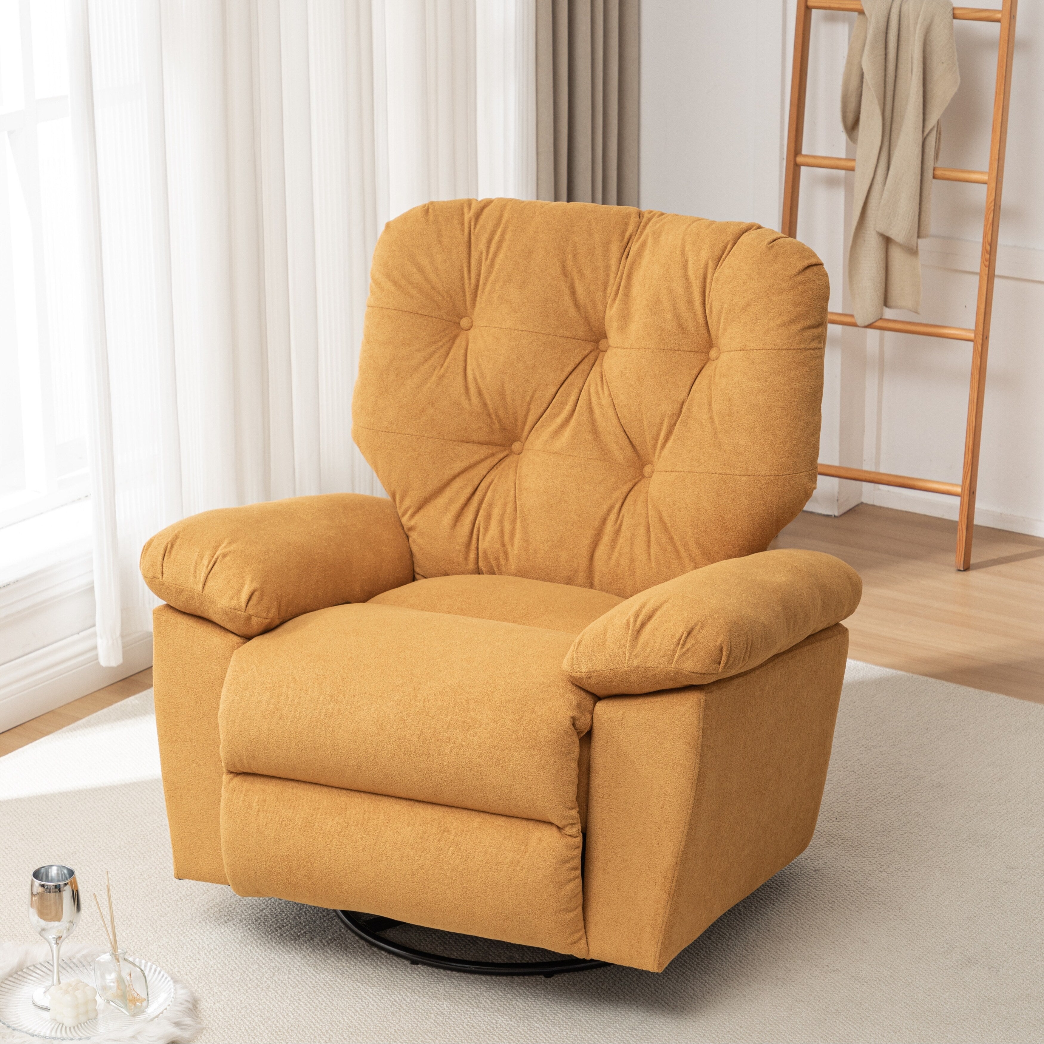 Canapé simple pivotant et inclinable manuel pour home cinéma moderne, réglable, avec repose-pieds et poche latérale