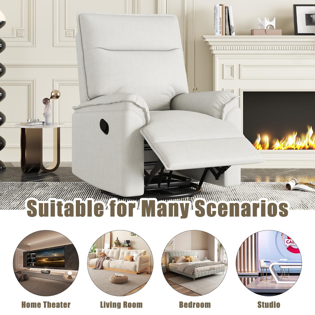 Fauteuil inclinable manuel pivotant moderne avec dossier rembourré et réglable pour salon ou chambre d'enfant