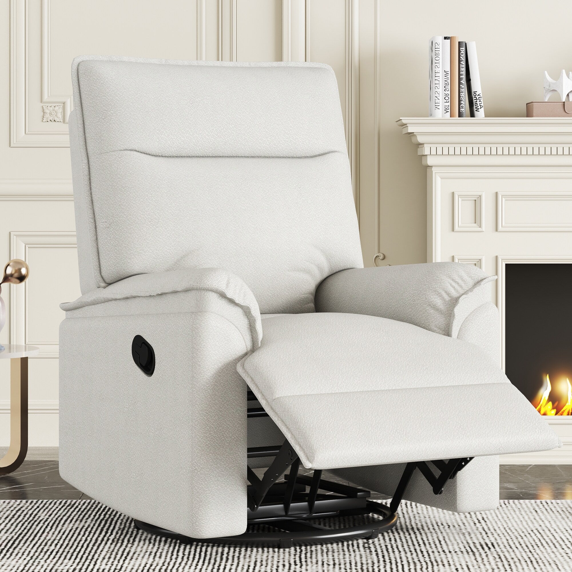 Fauteuil inclinable manuel pivotant moderne avec dossier rembourré et réglable pour salon ou chambre d'enfant