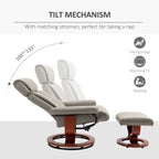 Fauteuil inclinable pivotant moderne en cuir synthétique avec repose-pieds, base en bois et appui-tête réglable pour salon et bureau