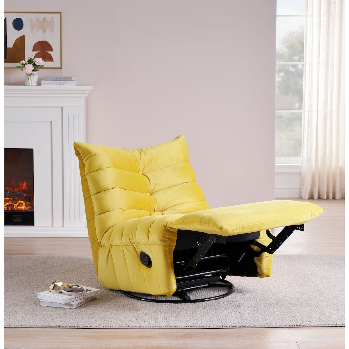 Fauteuil inclinable pivotant moderne avec poche latérale, fauteuil de canapé rembourré décontracté