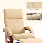 Fauteuil inclinable de massage pivotant moderne en cuir avec base en bois et repose-pieds, vibration à 10 points, 5 modes, télécommande et poche latérale