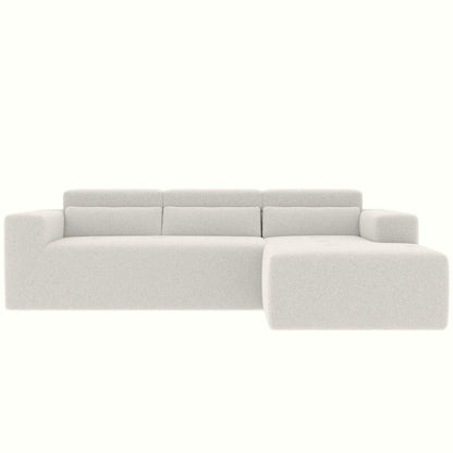 Canapé sectionnel moderne en tissu Teddy en forme de L, canapé 3 places avec méridienne et oreillers pour salon et appartement