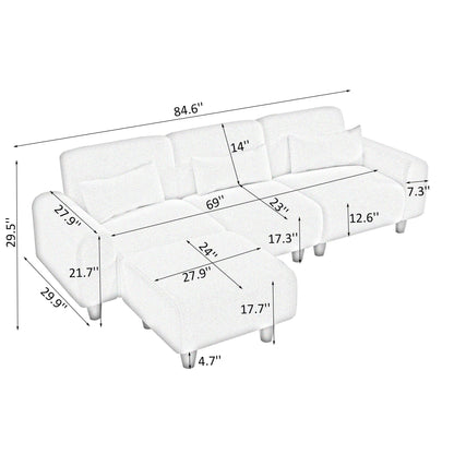 Canapé moderne en polaire Teddy - Canapé deux places polyvalent avec canapé simple et 3 coussins de taille pour les petites chambres d'appartement