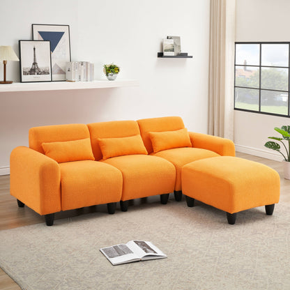 Canapé moderne en polaire Teddy - Canapé deux places polyvalent avec canapé simple et 3 coussins de taille pour les petites chambres d'appartement