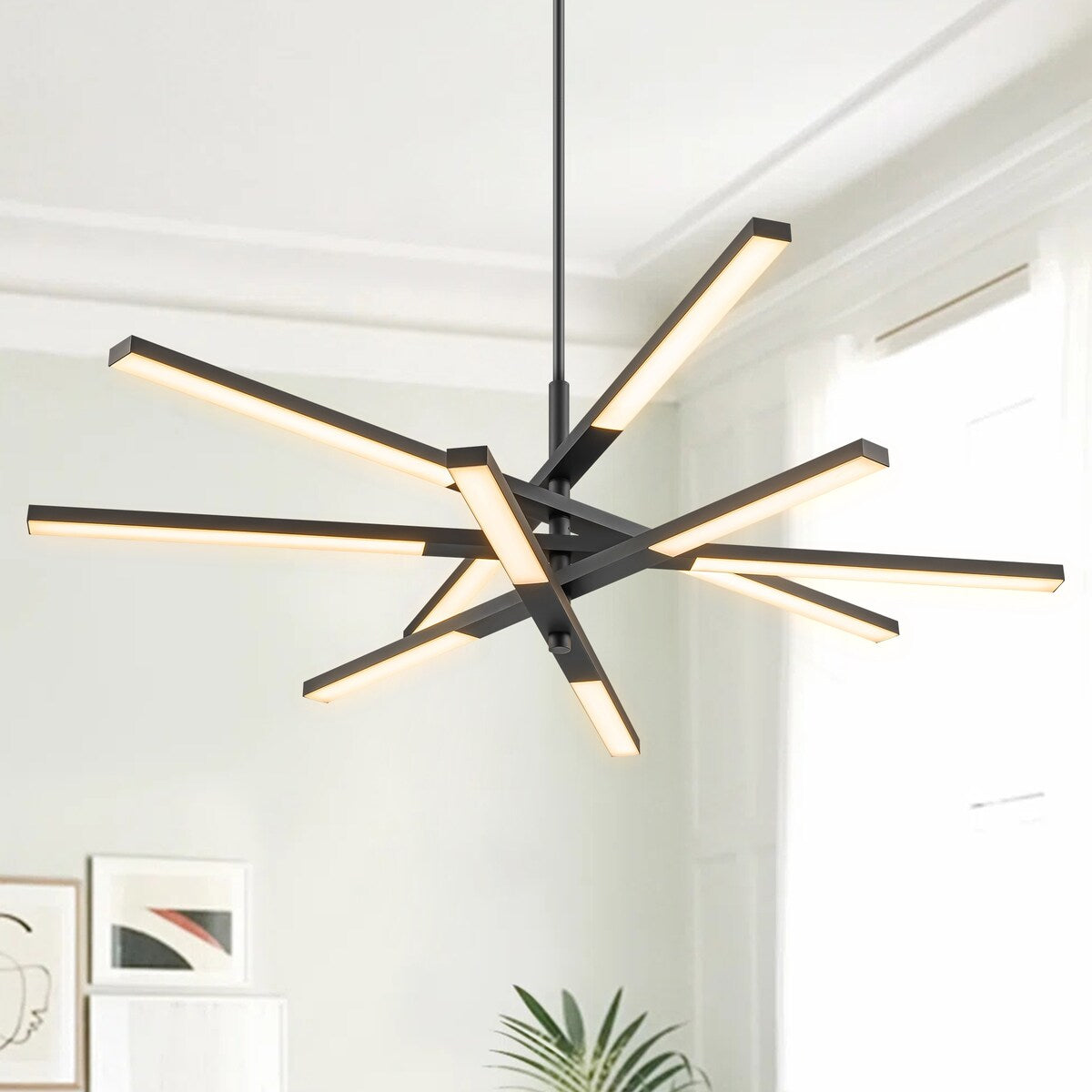 Lustre moderne à plusieurs niveaux Spoutnik linéaire, lumière chaude 3 000 K, LED intégrée