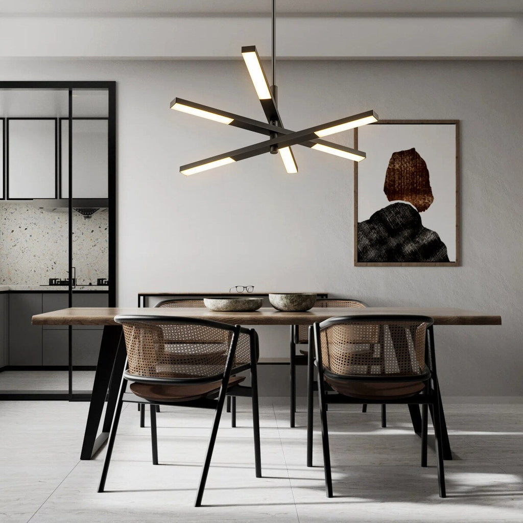 Lustre moderne à plusieurs niveaux Spoutnik linéaire, lumière chaude 3 000 K, LED intégrée