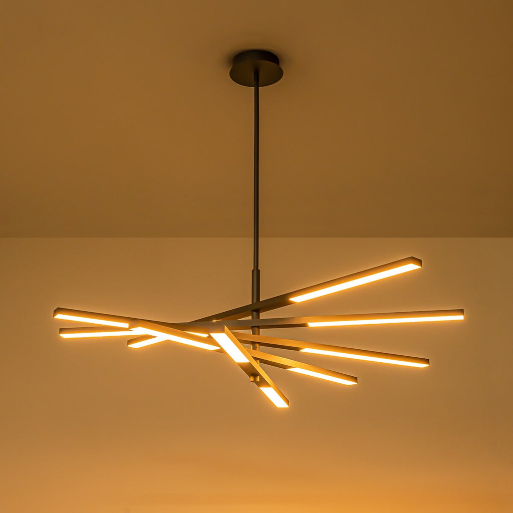 Lustre moderne à plusieurs niveaux Spoutnik linéaire, lumière chaude 3 000 K, LED intégrée