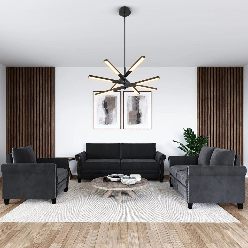 Lustre moderne à plusieurs niveaux Spoutnik linéaire, lumière chaude 3 000 K, LED intégrée