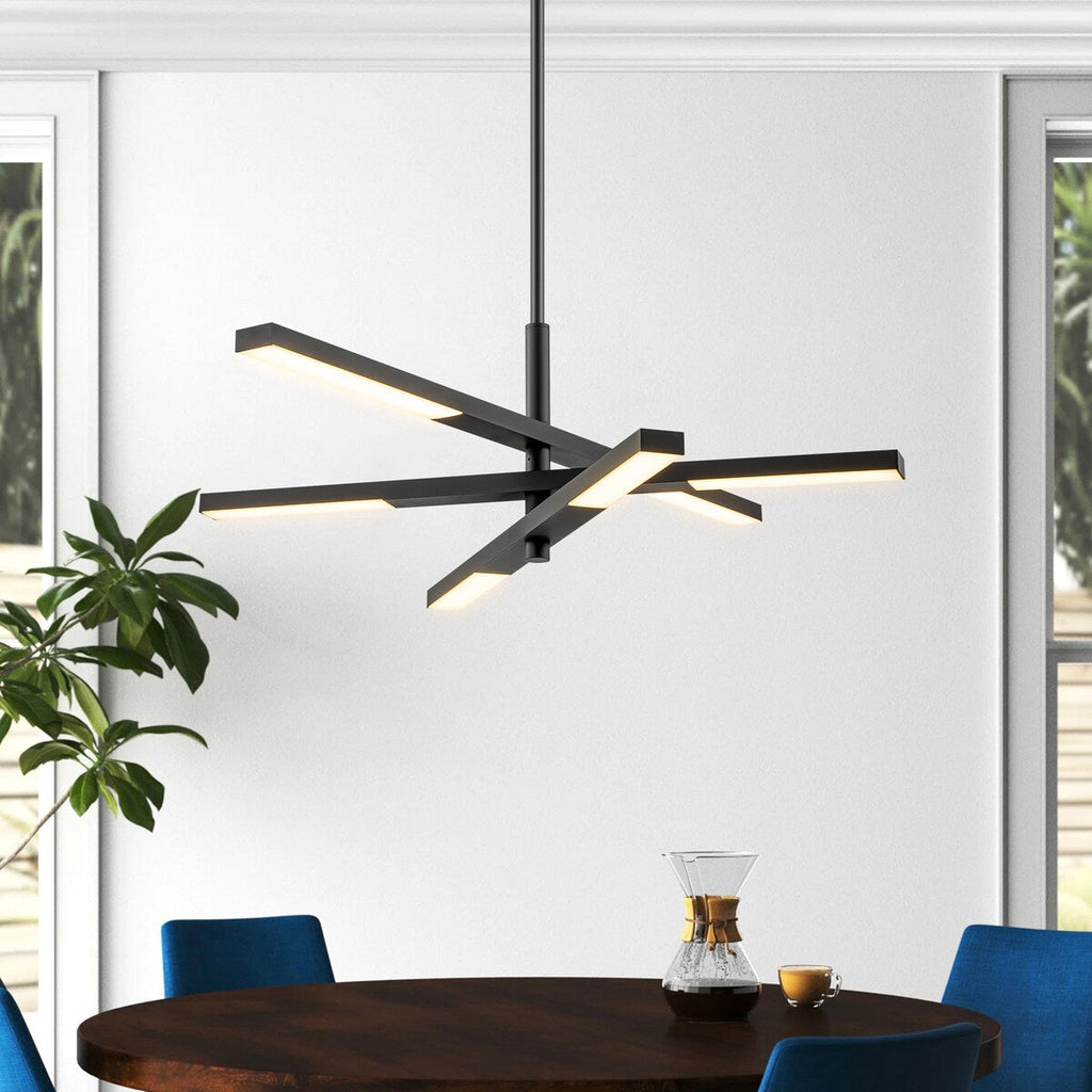 Lustre moderne à plusieurs niveaux Spoutnik linéaire, lumière chaude 3 000 K, LED intégrée