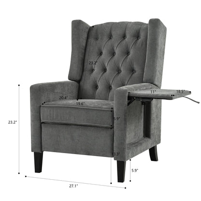 Fauteuil inclinable moderne capitonné avec table d'appoint pliable et ports de chargement USB pour salon ou chambre