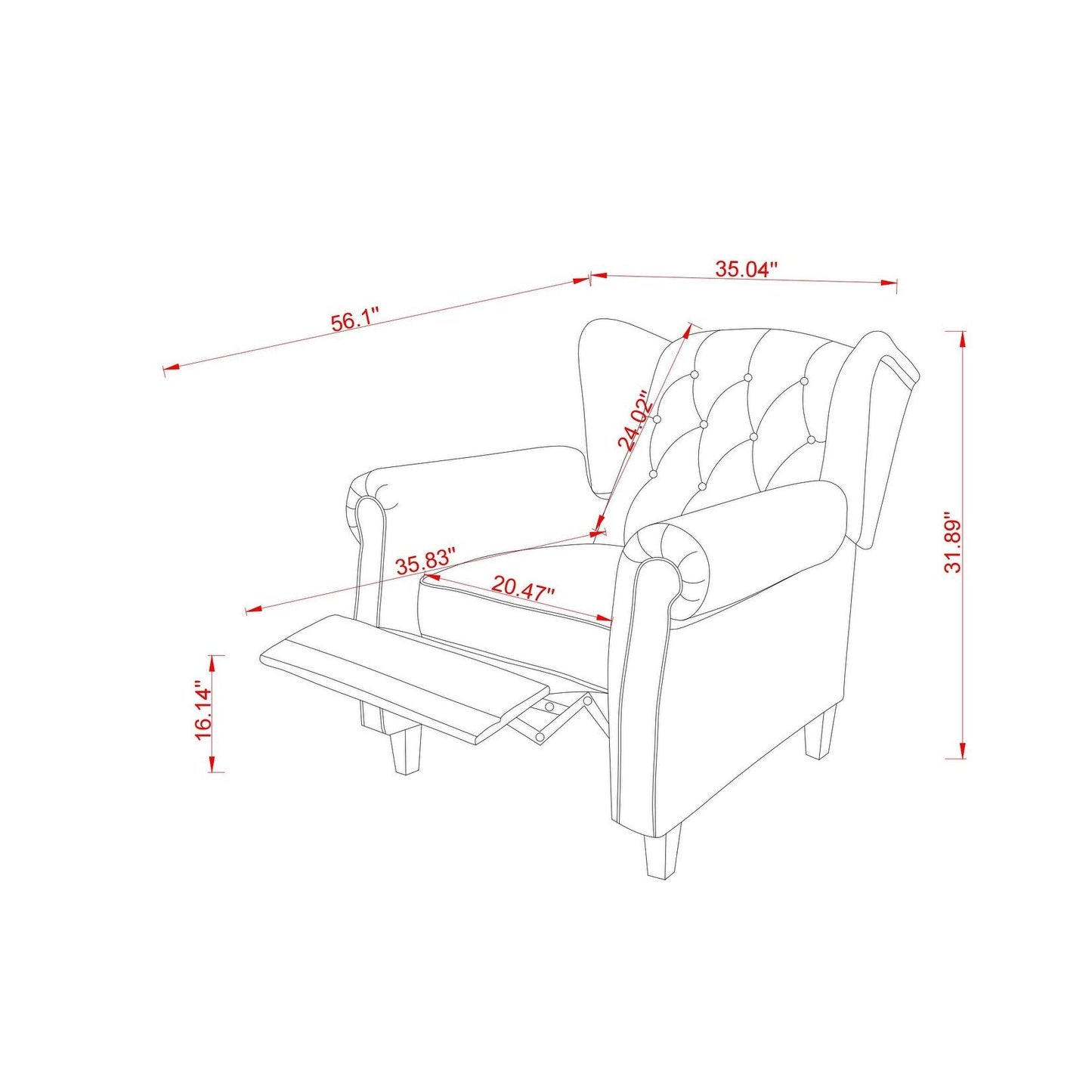 Fauteuil inclinable moderne capitonné et relevable