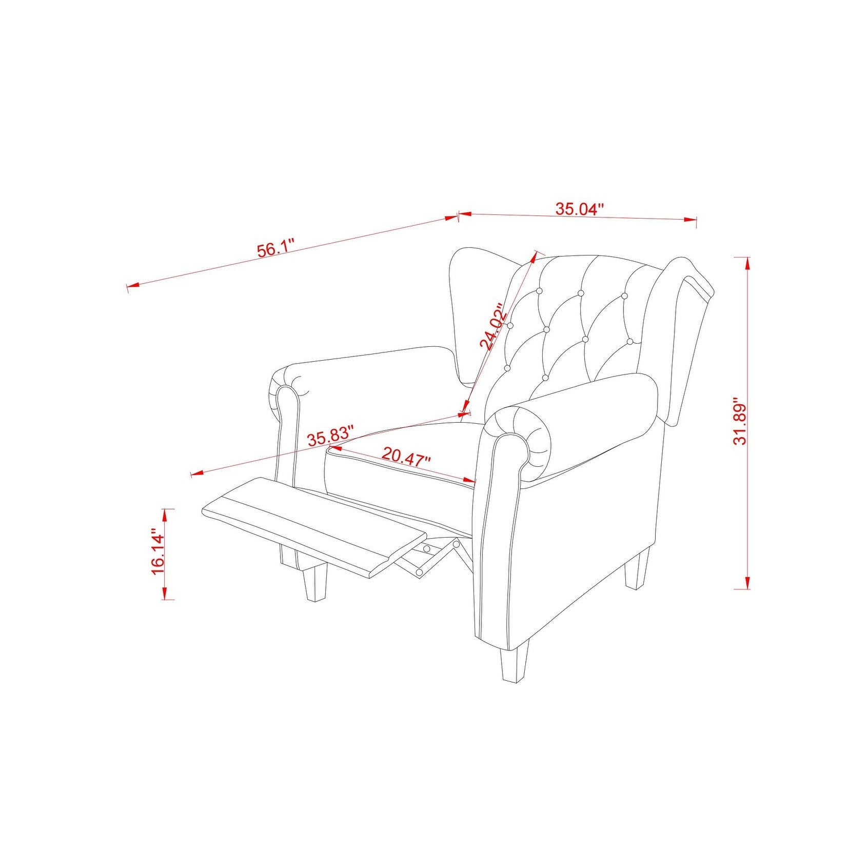 Fauteuil inclinable moderne capitonné et relevable