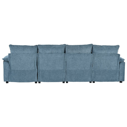 Canapé modulaire moderne en chenille en forme de U, canapé sectionnel 6 places avec dossier capitonné et coussins d'accoudoirs réglables