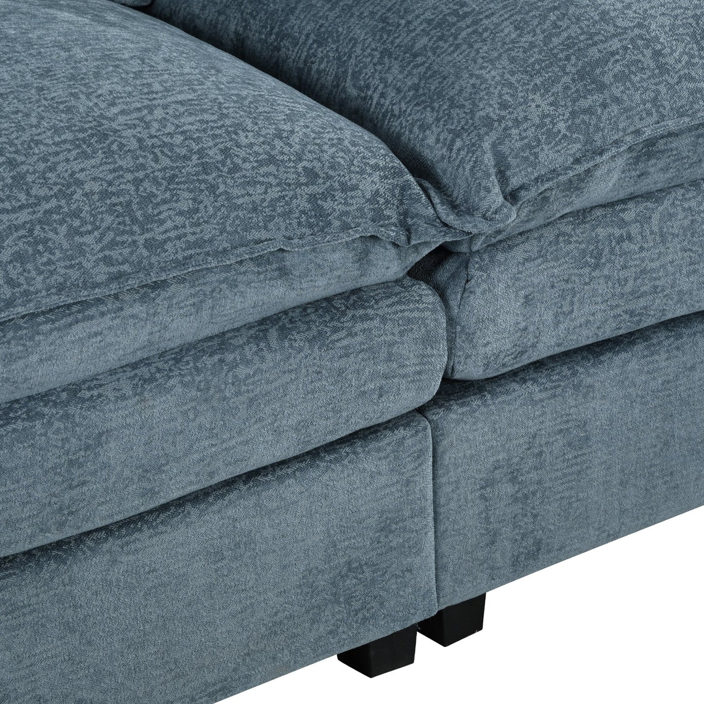 Canapé modulaire moderne en chenille en forme de U, canapé sectionnel 6 places avec dossier capitonné et coussins d'accoudoirs réglables