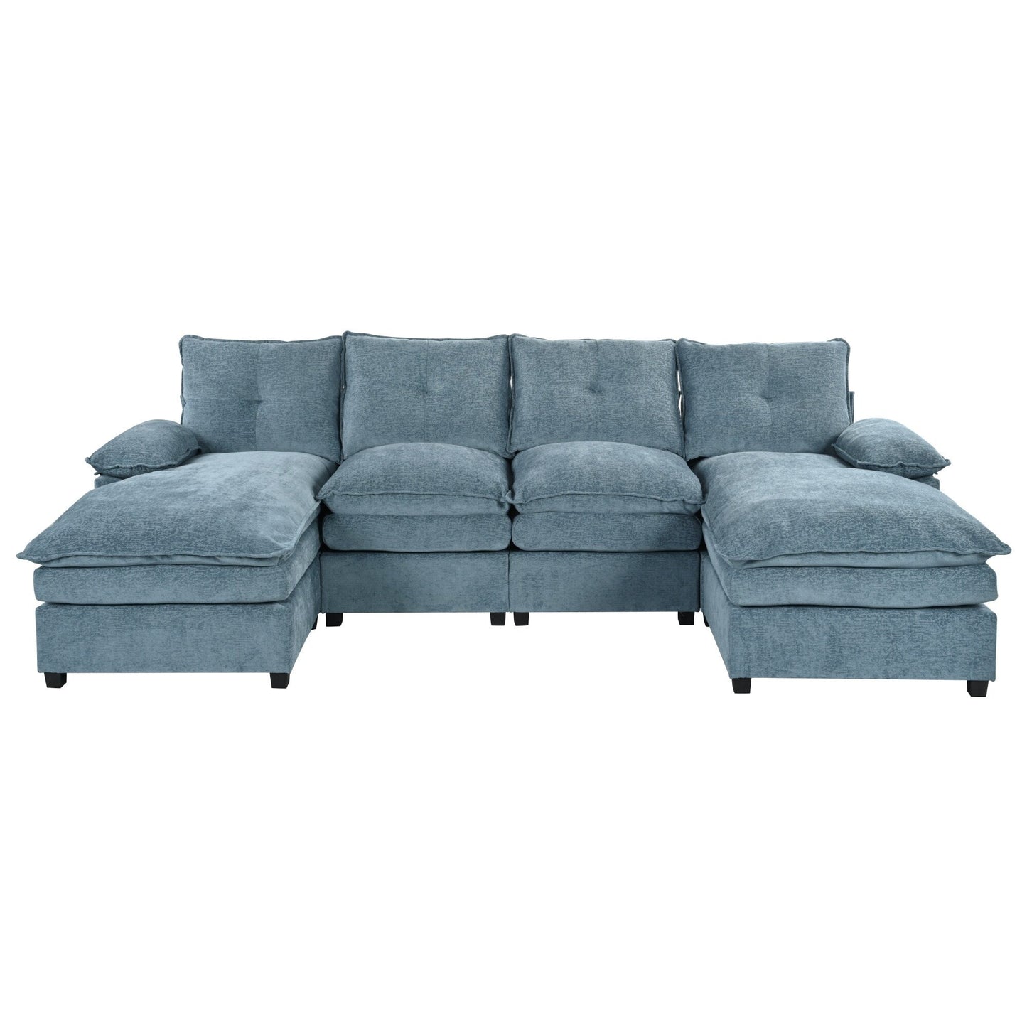 Canapé modulaire moderne en chenille en forme de U, canapé sectionnel 6 places avec dossier capitonné et coussins d'accoudoirs réglables