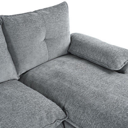 Canapé modulaire moderne en chenille en forme de U, canapé sectionnel 6 places avec dossier capitonné et coussins d'accoudoirs réglables
