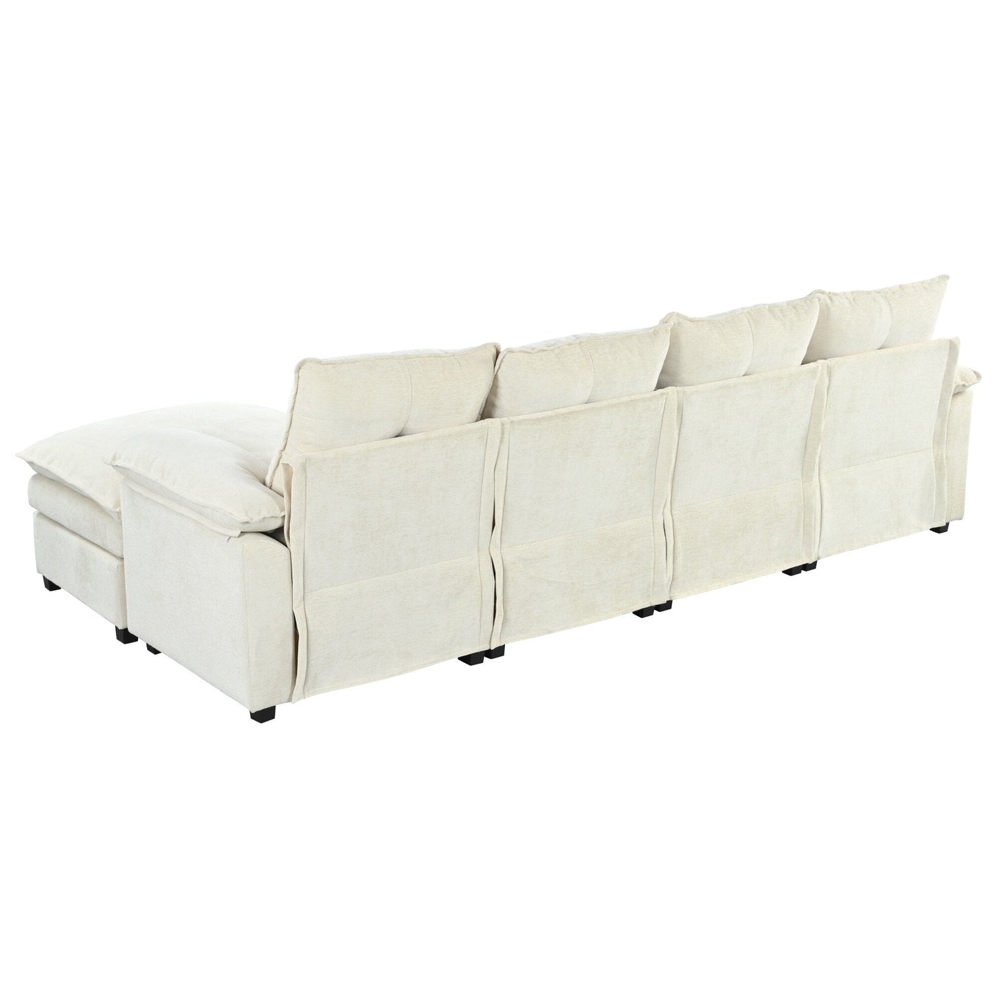 Canapé modulaire moderne en chenille en forme de U, canapé sectionnel 6 places avec dossier capitonné et coussins d'accoudoirs réglables