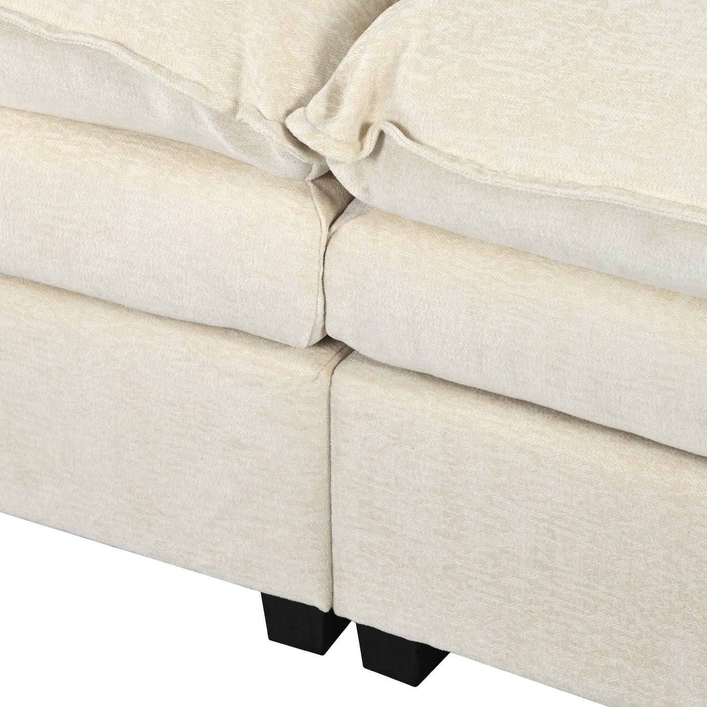 Canapé modulaire moderne en chenille en forme de U, canapé sectionnel 6 places avec dossier capitonné et coussins d'accoudoirs réglables