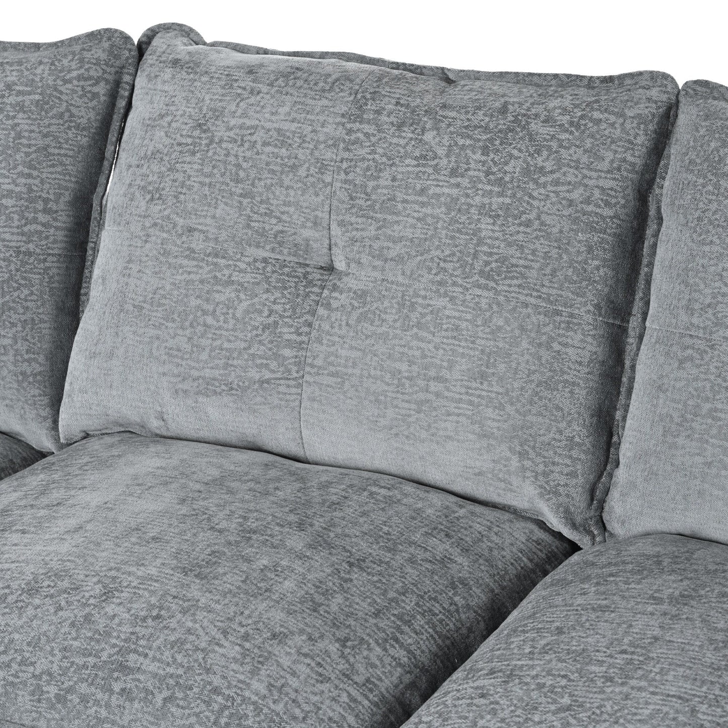 Canapé modulaire moderne en chenille en forme de U, canapé sectionnel 6 places avec dossier capitonné et coussins d'accoudoirs réglables