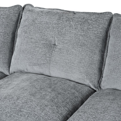 Canapé modulaire moderne en chenille en forme de U, canapé sectionnel 6 places avec dossier capitonné et coussins d'accoudoirs réglables