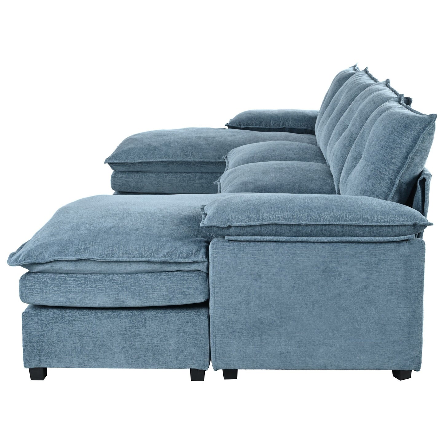 Canapé modulaire moderne en chenille en forme de U, canapé sectionnel 6 places avec dossier capitonné et coussins d'accoudoirs réglables