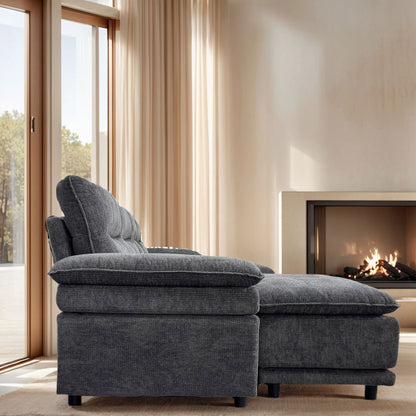 Canapé-lit modulable moderne en forme de U, 6 places, avec méridienne et pouf, pour le salon