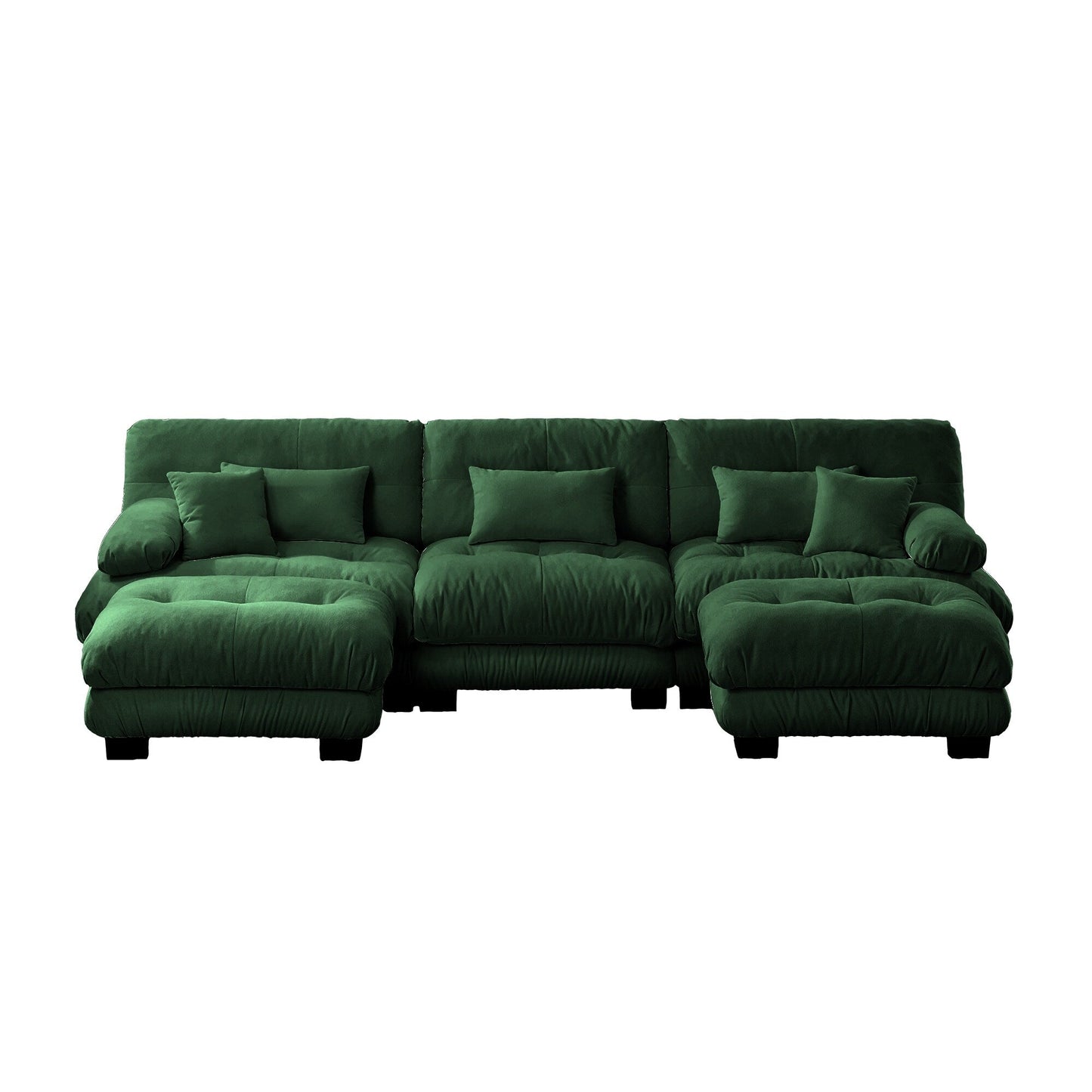 Canapé modulaire moderne en forme de U, sièges profonds, avec 2 poufs et coussins décoratifs pour le salon