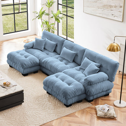 Canapé modulaire moderne en forme de U, sièges profonds, avec 2 poufs et coussins décoratifs pour le salon
