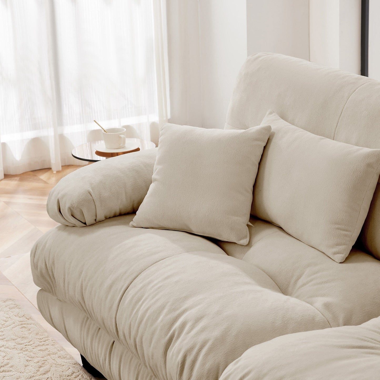 Canapé modulaire moderne en forme de U, sièges profonds, avec 2 poufs et coussins décoratifs pour le salon