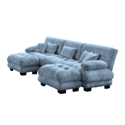 Canapé modulaire moderne en forme de U, sièges profonds, avec 2 poufs et coussins décoratifs pour le salon