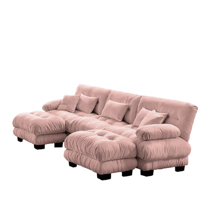 Canapé modulaire moderne en forme de U, sièges profonds, avec 2 poufs et coussins décoratifs pour le salon