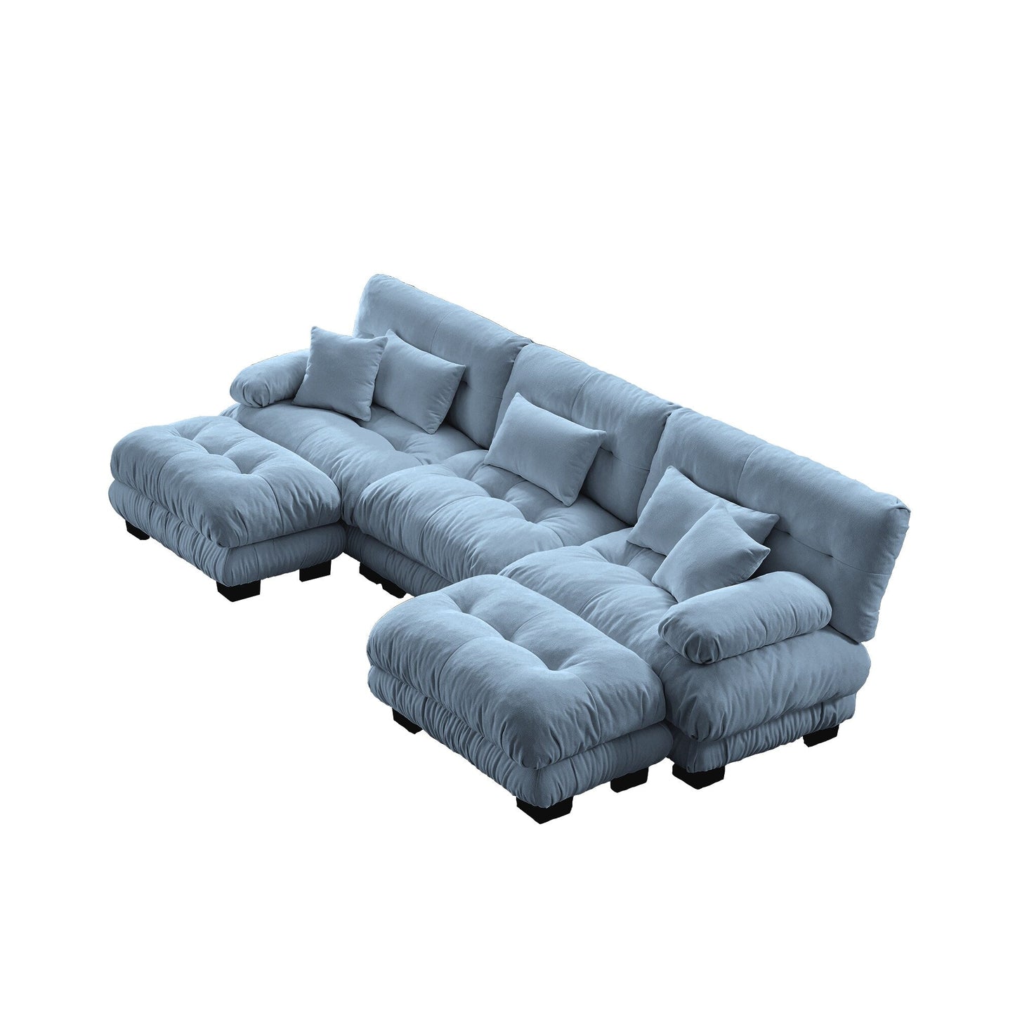 Canapé modulaire moderne en forme de U, sièges profonds, avec 2 poufs et coussins décoratifs pour le salon
