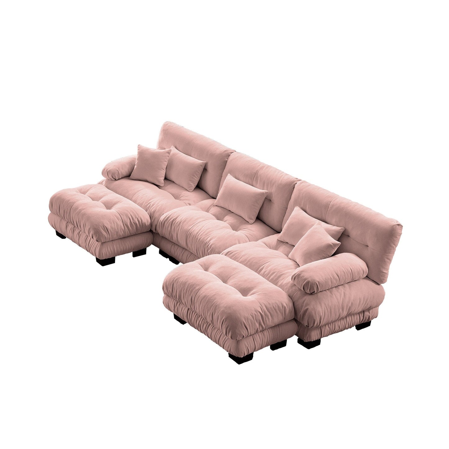 Canapé modulaire moderne en forme de U, sièges profonds, avec 2 poufs et coussins décoratifs pour le salon