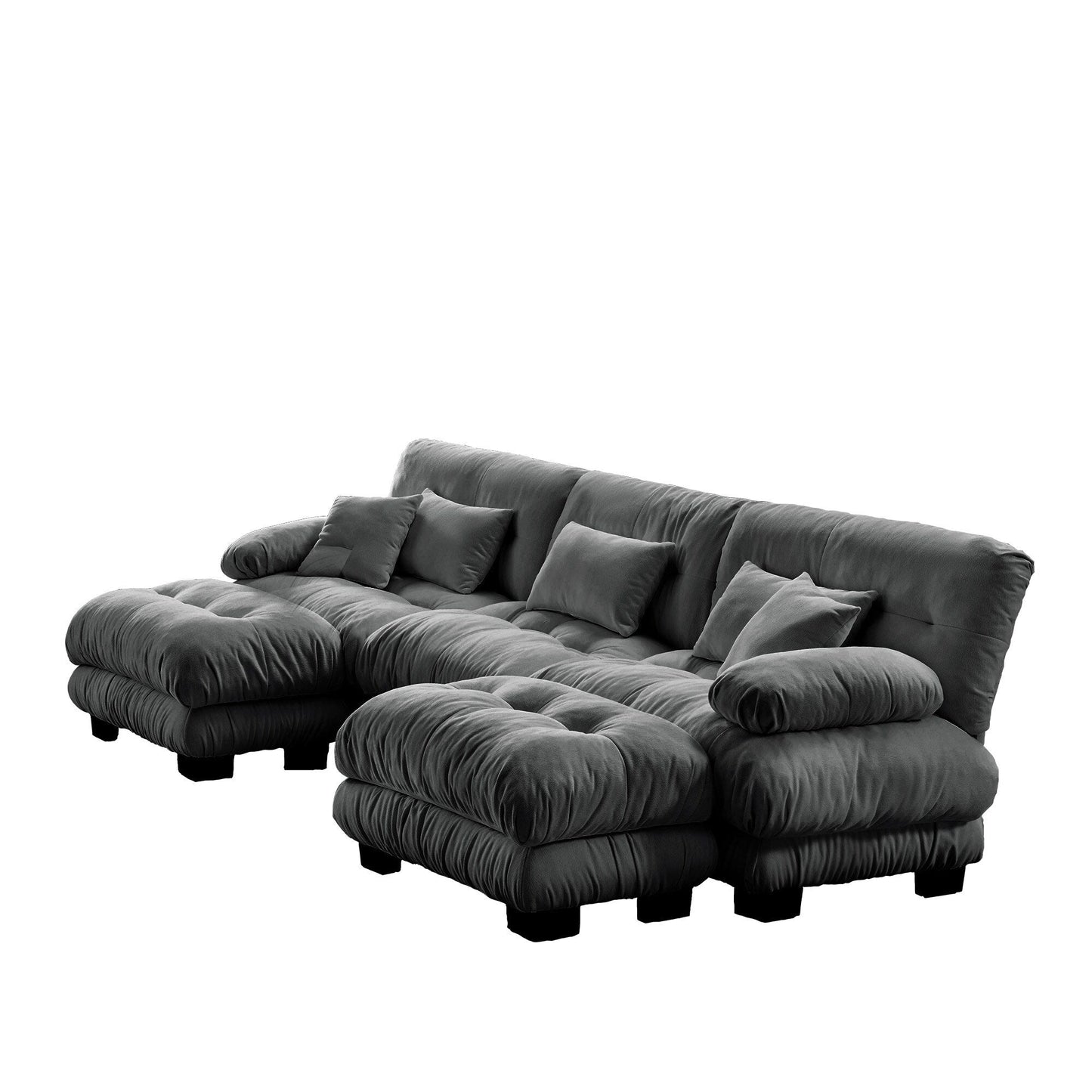 Canapé modulaire moderne en forme de U, sièges profonds, avec 2 poufs et coussins décoratifs pour le salon