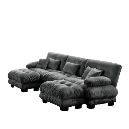 Canapé modulaire moderne en forme de U, sièges profonds, avec 2 poufs et coussins décoratifs pour le salon