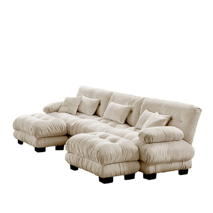 Canapé modulaire moderne en forme de U, sièges profonds, avec 2 poufs et coussins décoratifs pour le salon