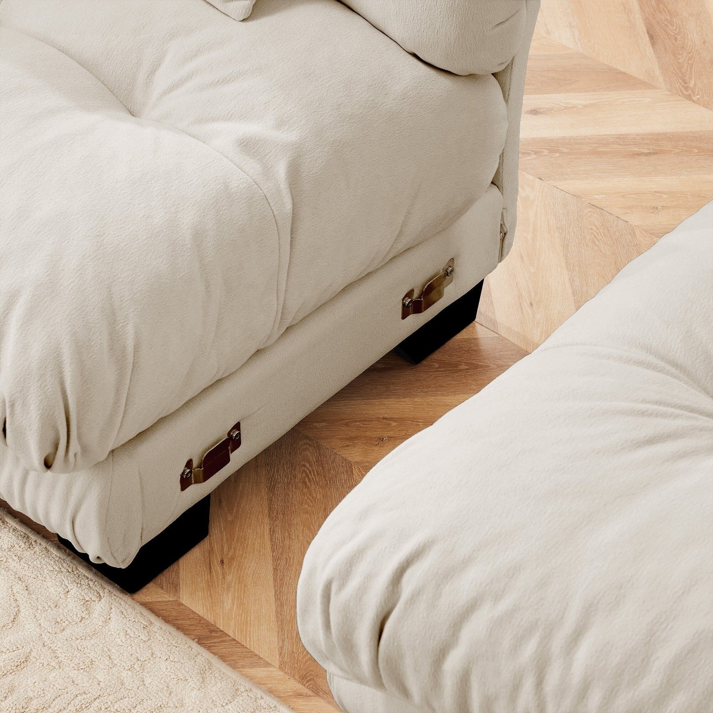 Canapé modulaire moderne en forme de U, sièges profonds, avec 2 poufs et coussins décoratifs pour le salon