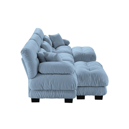 Canapé modulaire moderne en forme de U, sièges profonds, avec 2 poufs et coussins décoratifs pour le salon